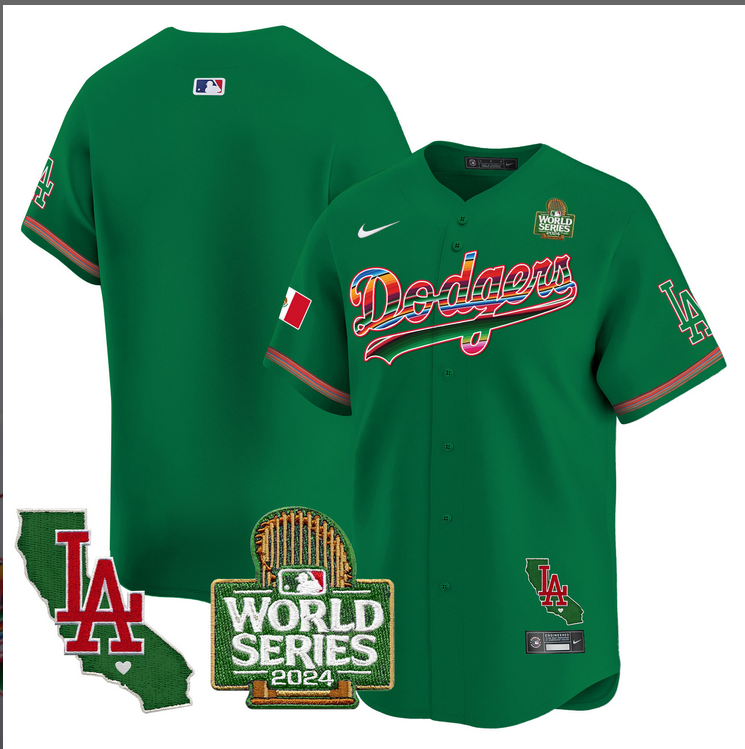 Men MLB Mexico Los Angeles Dodgers blank green 2024 World Series Champions Patch Jersey 2024110->los angeles dodgers->MLB Jersey